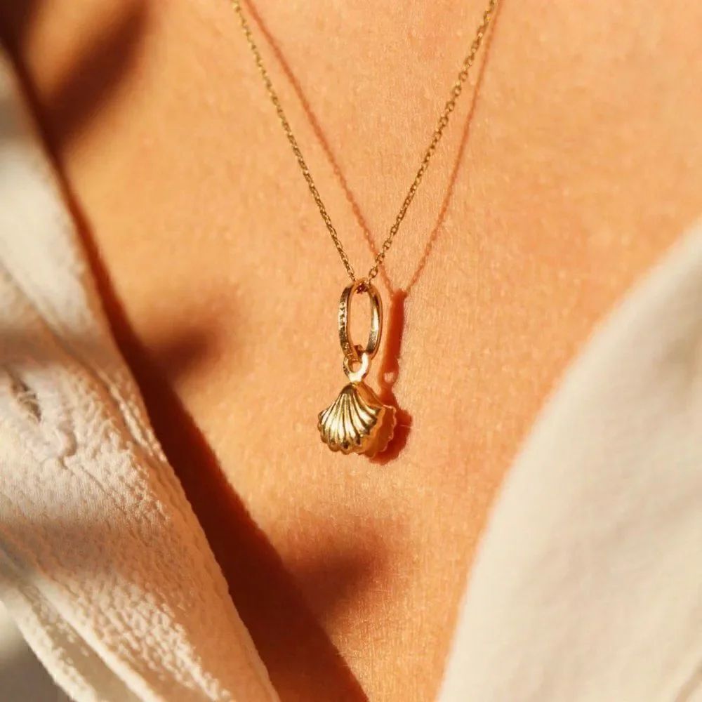 Pearl & shell 14k Solid Gold Pendant | perfect gift | Tehrani Jewelry | Gold Cha